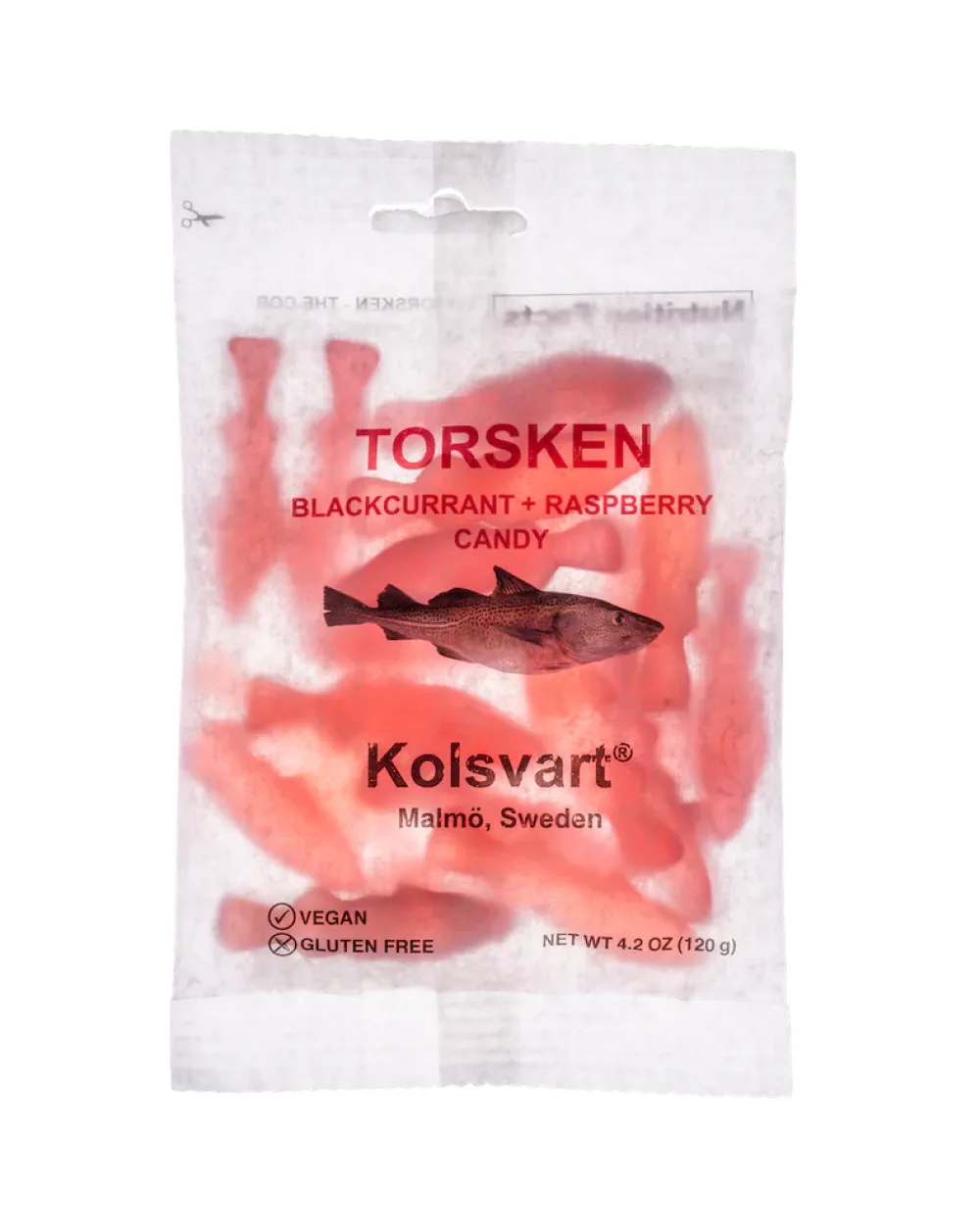 Kolsvart Torsken Blackcurrant & Raspberry Candy Fish 120g- Sweets