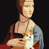 Lady with Corgi Da Vinci Birthday Card- Greeting Cards