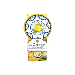 Le Cadeaux Lemon Basil Spoon Rest and Tea Towel Gift Set- Kitchen Tools|Tea Towels