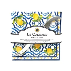 Le Cadeaux Palermo Paper Cocktail Napkins with Small Cheese Knife Gift Set- Kitchen Tools