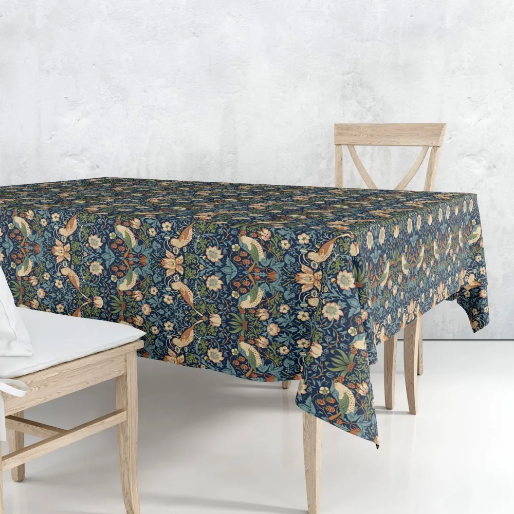 Le Chateau Textiles William Morris Gallery Strawberry Thief Navy Square Acrylic Tablecloth- Tablecloths