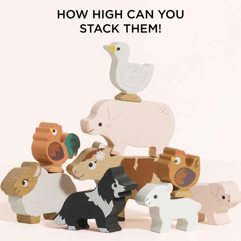 Le Toy Van Stacking Farmyard Animals & Bag- Toys