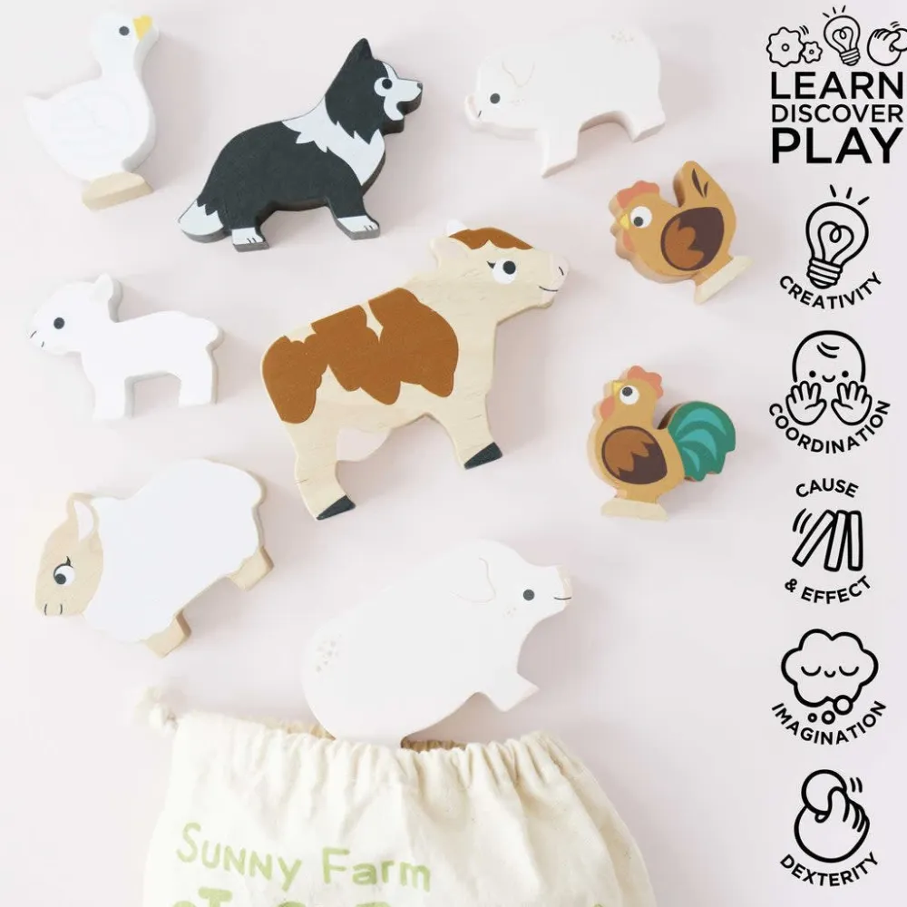 Le Toy Van Stacking Farmyard Animals & Bag- Toys