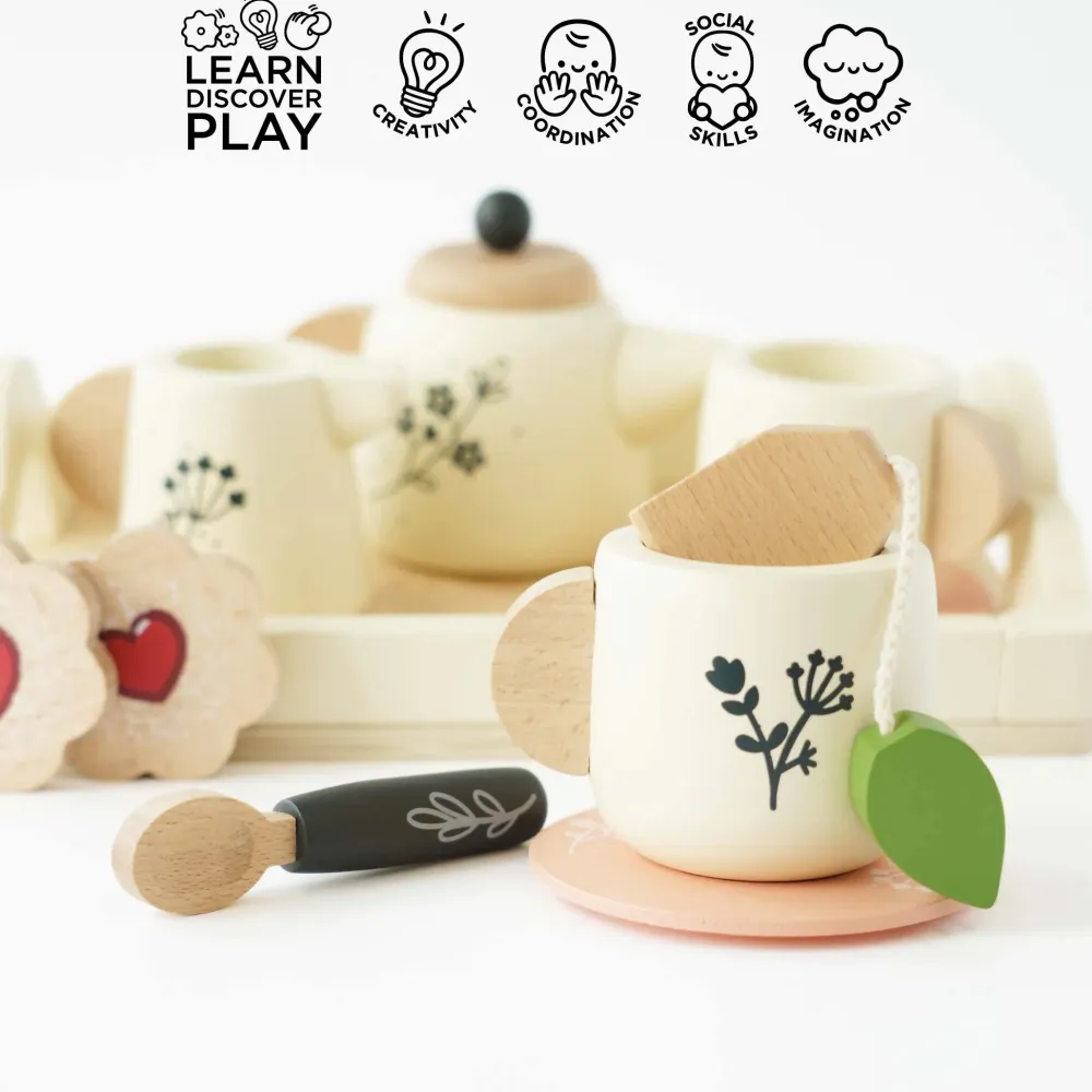Le Toy Van Vintage Wooden Tea Set & Tray- Toys