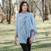 Light Blue Lambswool Draped Shawl- Scarves & Wraps