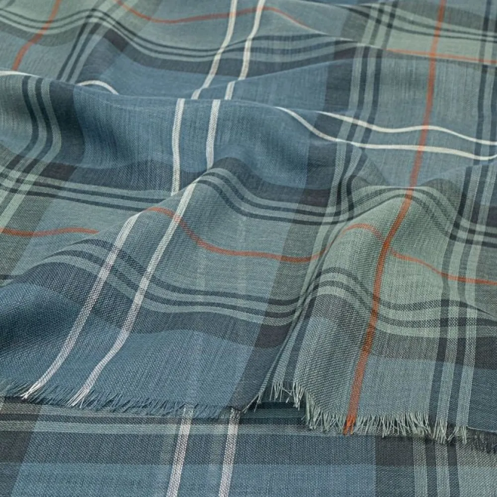 Lochcarron of Scotland Alba Chisholm Hunting Blue Extra Fine Merino Stole- Scarves & Wraps