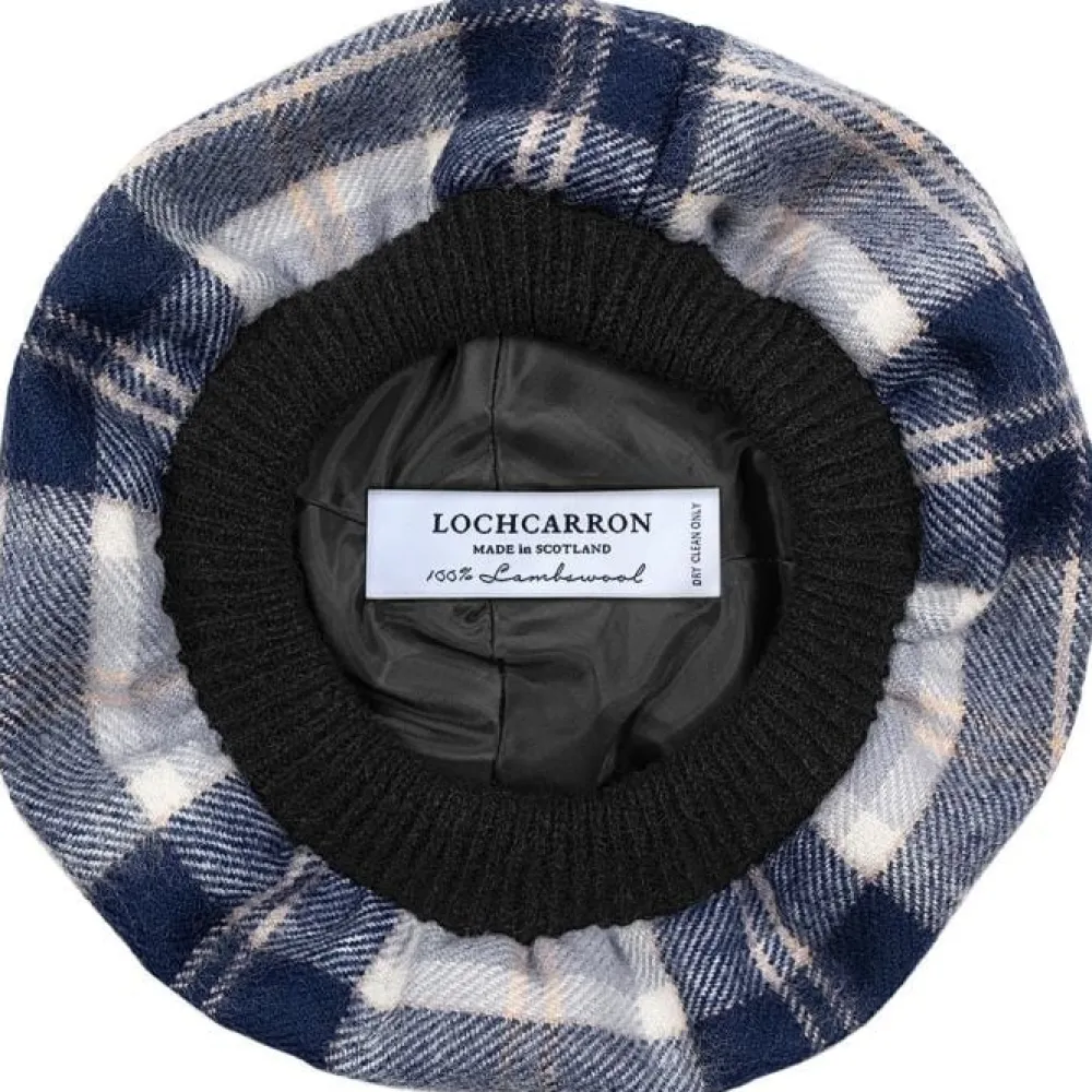 Lochcarron of Scotland Bannockbane Grey Tartan Brushed Wool Tam- Hats