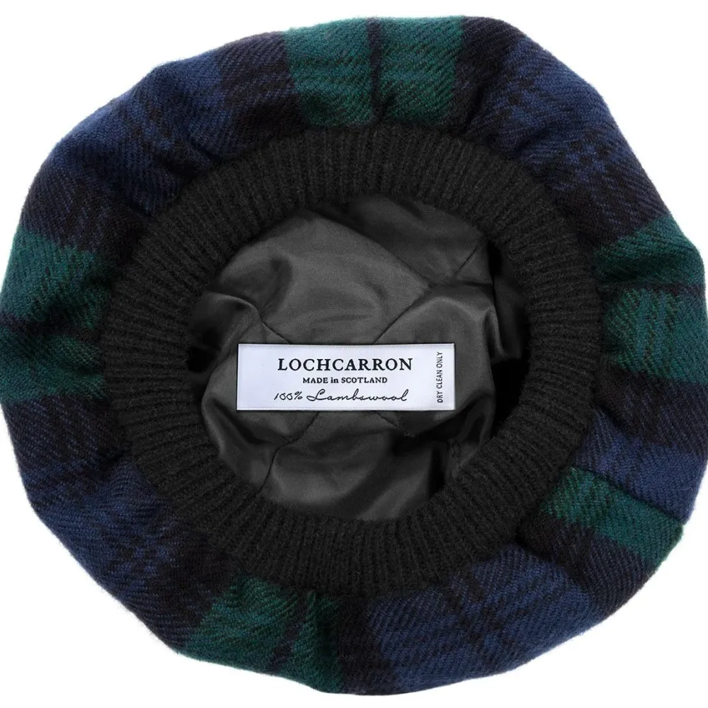 Lochcarron of Scotland Black Watch Modern Tartan Brushed Wool Tam- Hats