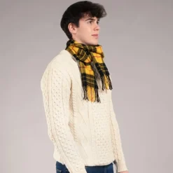 Lochcarron of Scotland Bowhill MacLeod Dress Modern Tartan Long Lambswool Scarf- Scarves & Wraps
