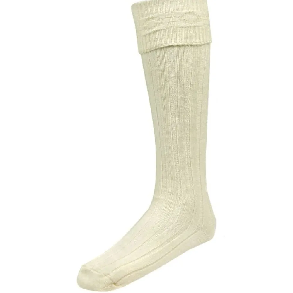 Lochcarron of Scotland Harris White Kilt Hose- Socks
