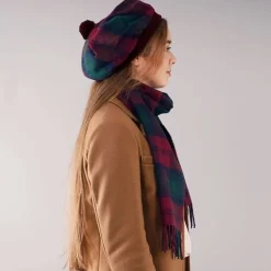 Lochcarron of Scotland Lindsay Modern Tartan Brushed Wool Tam- Hats