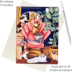 Lounging Cats Swing Card- Greeting Cards