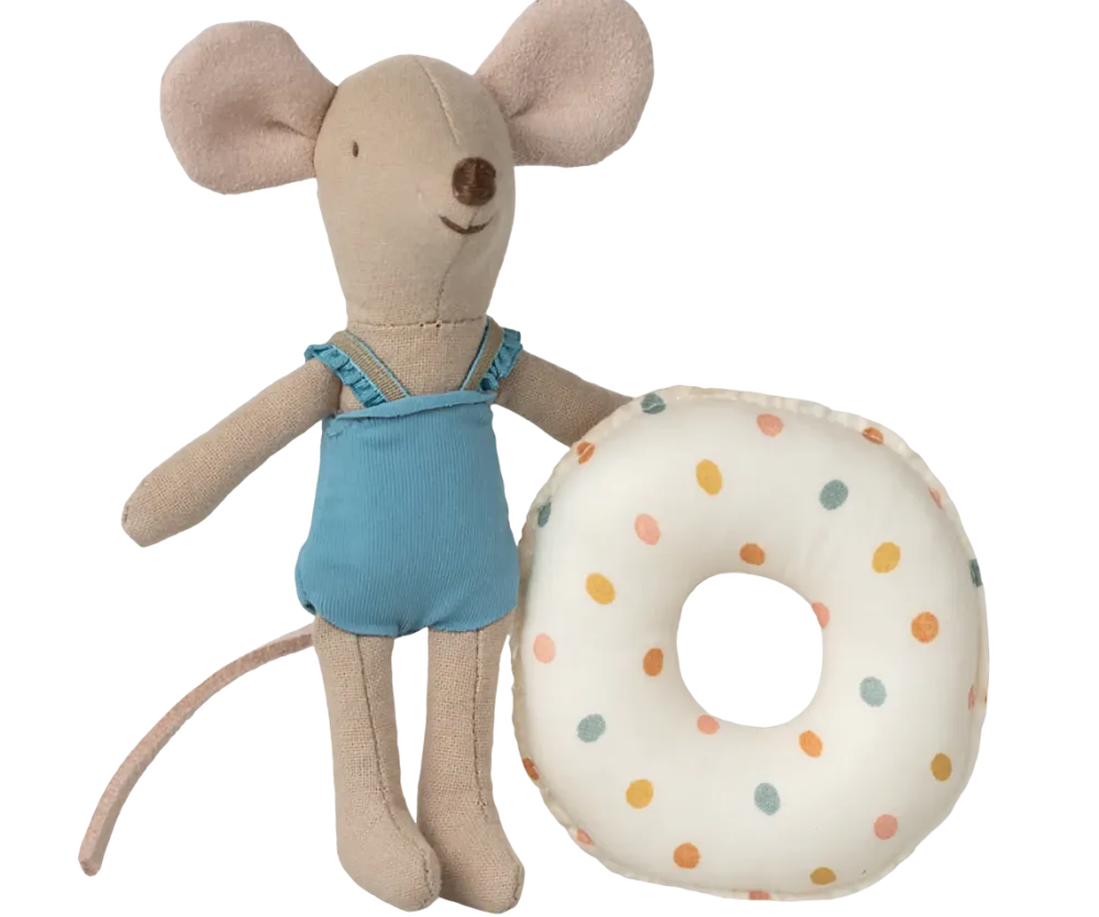 Maileg Beach Mouse with Float, Little Sister - Multi Dot- Maileg|Toys