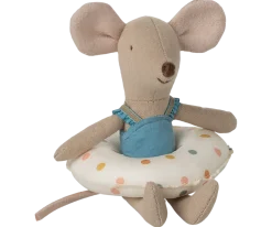 Maileg Beach Mouse with Float, Little Sister - Multi Dot- Maileg|Toys