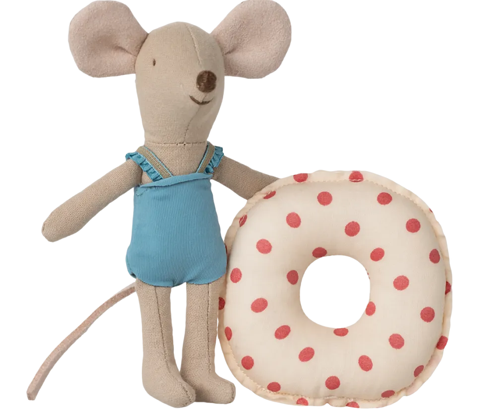Maileg Beach Mouse with Float, Little Sister - Red Dot- Maileg|Toys