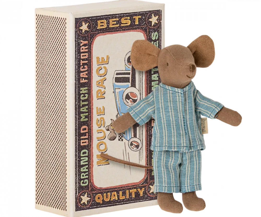 Maileg Big Brother Mouse in Box (Blue Pajamas)- Maileg|Toys