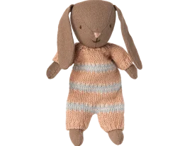 Maileg Bunny, Micro - Brown - Dusty Rose Knitted Suit- Maileg|Toys