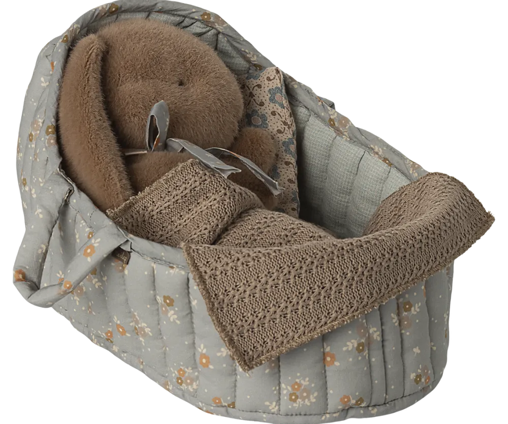 Maileg Carry Cot, Large - Blue- Maileg|Toys