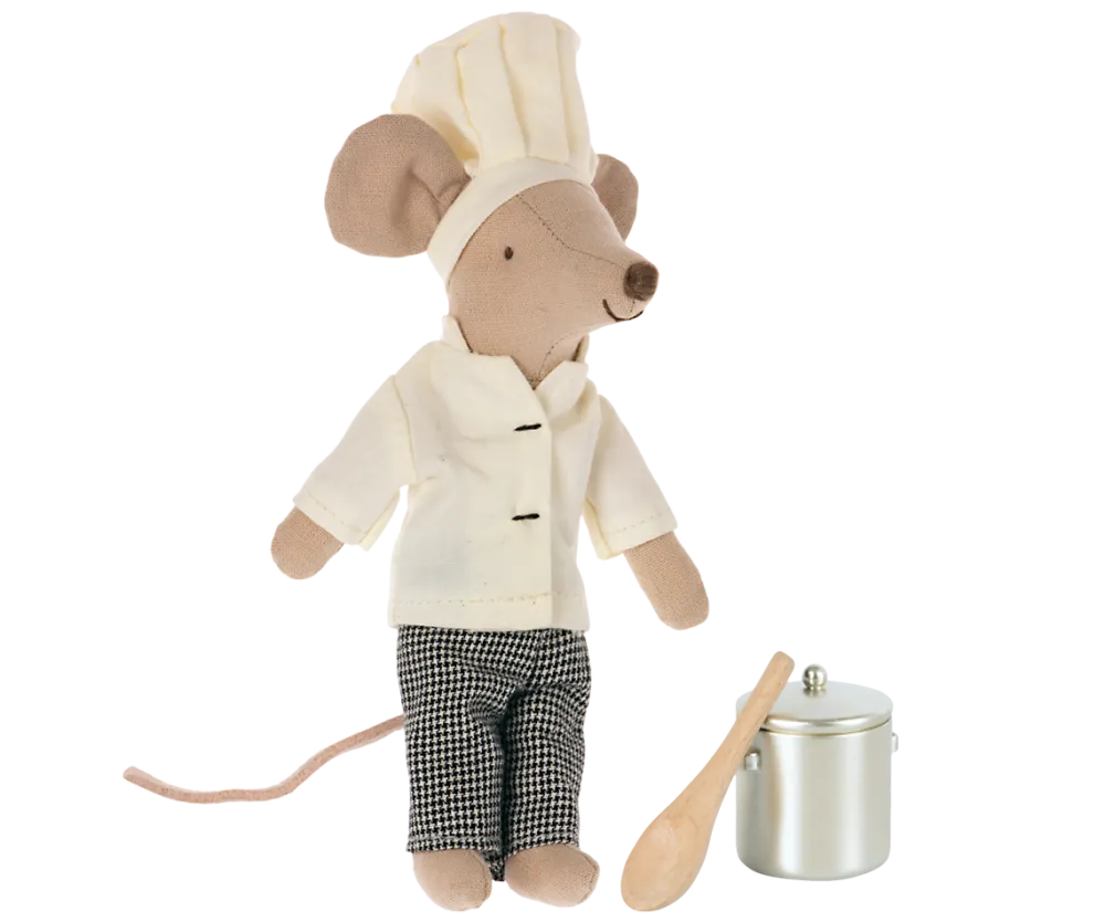 Maileg Chef Mouse with Soup Pot & Spoon, Big Brother- Maileg|Soft Toys