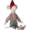 Maileg Christmas Mouse, Medium - Overalls- Maileg|Toys