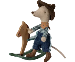 Maileg Cowboy Mouse on Rocking Horse, Little Brother- Maileg|Toys