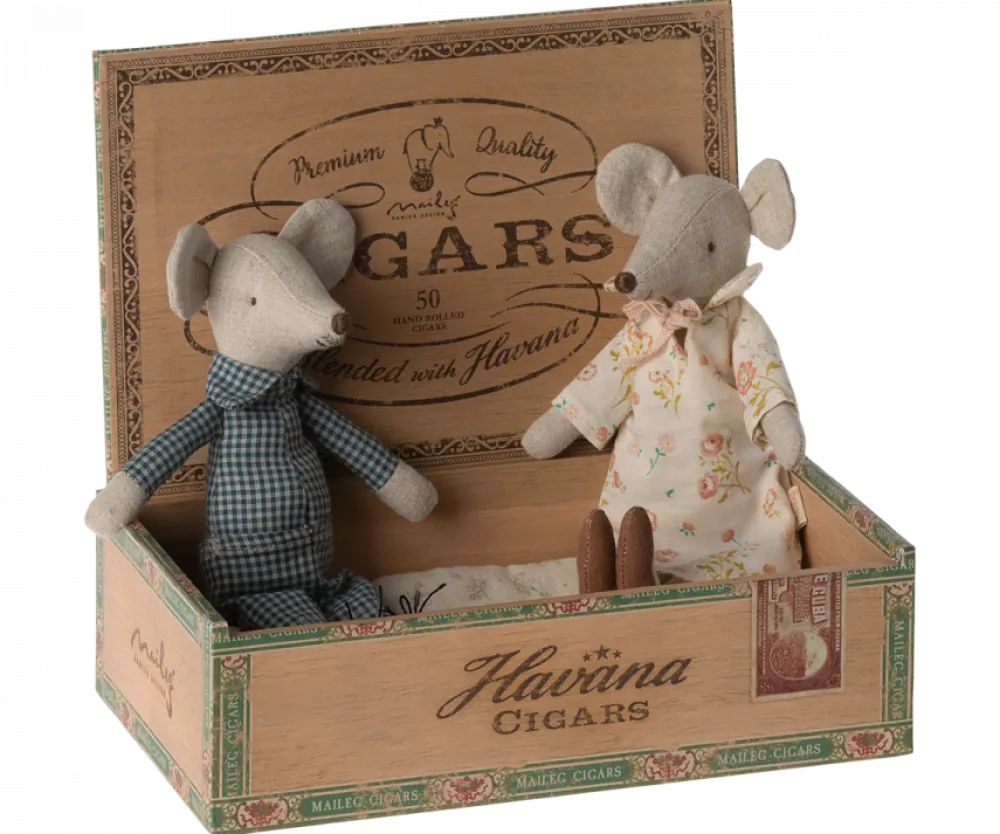 Maileg Grandma & Grandpa Mice in Cigarbox- Maileg|Soft Toys