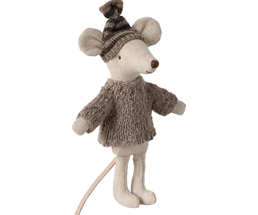 Maileg Knitted Sweater & Hat, Grey- Maileg|Toys