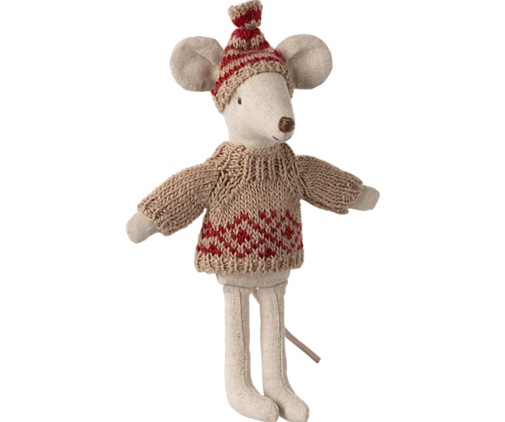 Maileg Knitted Sweater & Hat, Red- Maileg|Toys