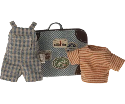 Maileg Overalls & Shirt in Suitcase, Big Brother Mouse- Maileg|Toys