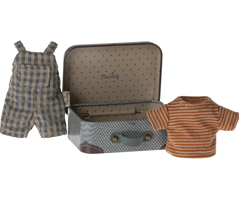 Maileg Overalls & Shirt in Suitcase, Big Brother Mouse- Maileg|Toys