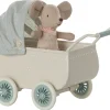 Maileg Pram with Baby Mouse - Mint- Maileg|Toys