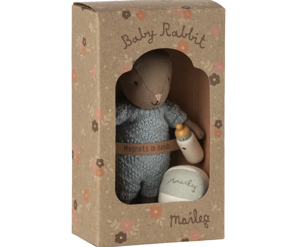 Maileg Rabbit Set, Micro - Brown - Blue- Maileg|Toys