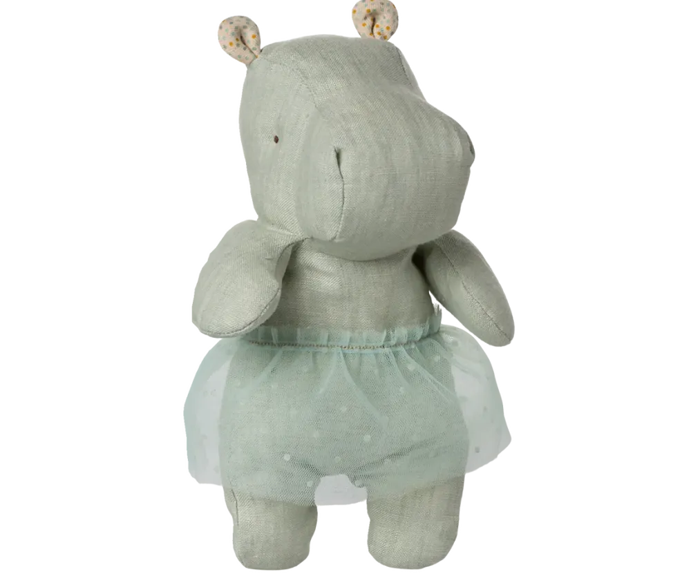 Maileg Safari Friends Small Hippo with Skirt - Mint- Maileg|Soft Toys