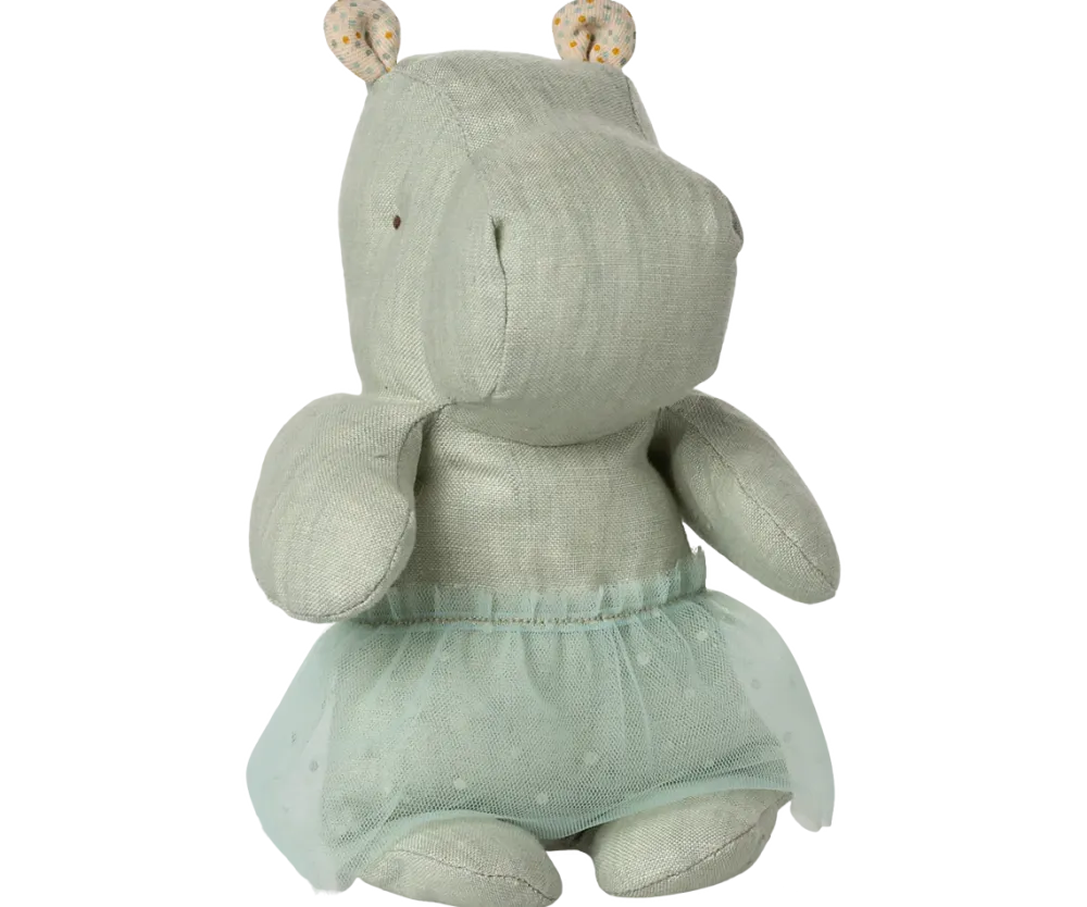 Maileg Safari Friends Small Hippo with Skirt - Mint- Maileg|Soft Toys