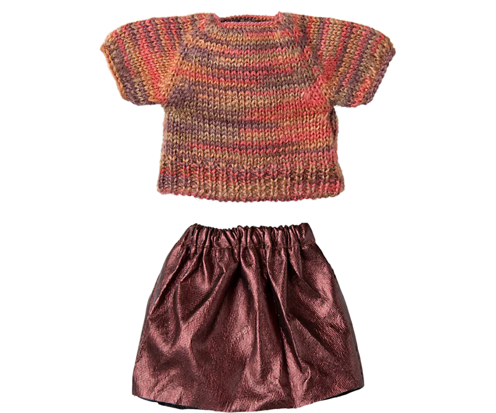 Maileg Skirt & Knitted Blouse, Mum Mouse- Maileg|Toys