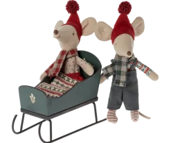 Maileg Sleigh, Mouse (Green)- Maileg|Toys