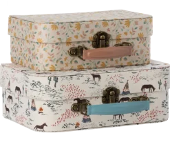 Maileg Suitcases with Fabric Set (Chevaux Heureux)- Toys