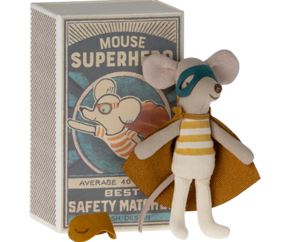 Maileg Super Hero Mouse, Little Brother in Matchbox- Maileg|Toys