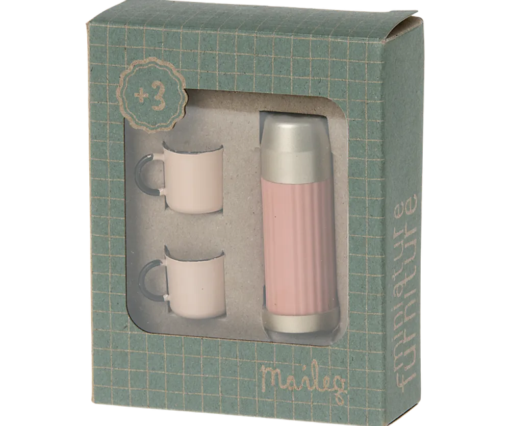 Maileg Thermos & Cups (Soft Coral)- Maileg|Toys