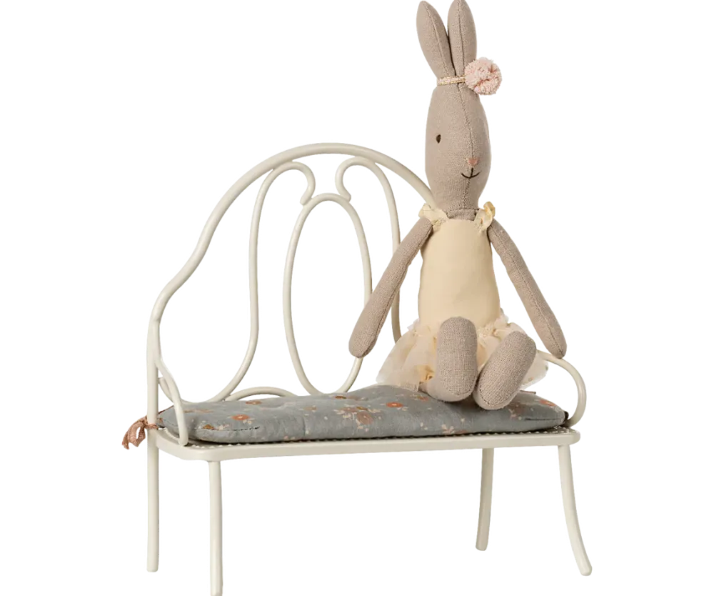Maileg Vintage Bench, Miniature - Off White- Maileg|Toys
