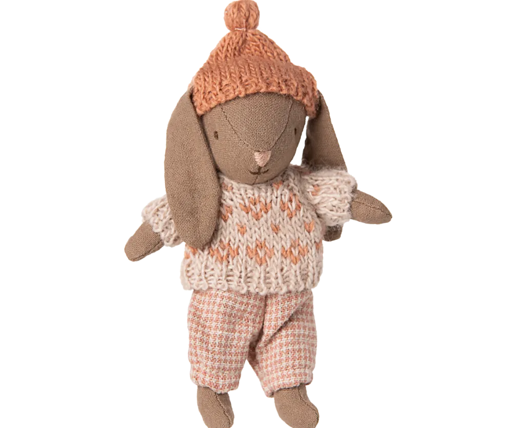 Maileg Winter Bunny, Micro - Brown - Rose- Maileg|Toys