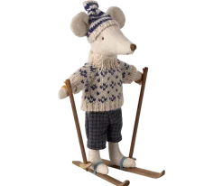 Maileg Winter Mouse with Ski Set, Dad (Blue)- Maileg|Toys
