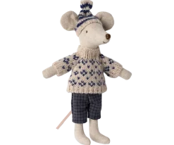 Maileg Winter Mouse with Ski Set, Dad (Blue)- Maileg|Toys
