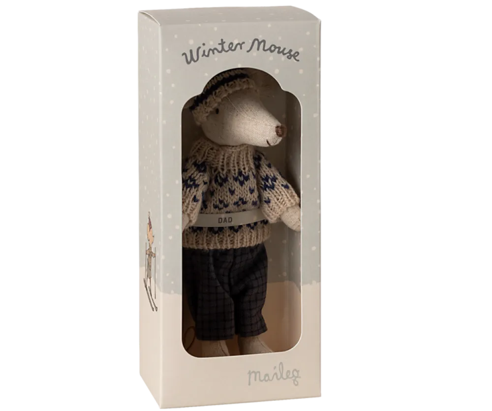 Maileg Winter Mouse with Ski Set, Dad (Blue)- Maileg|Toys