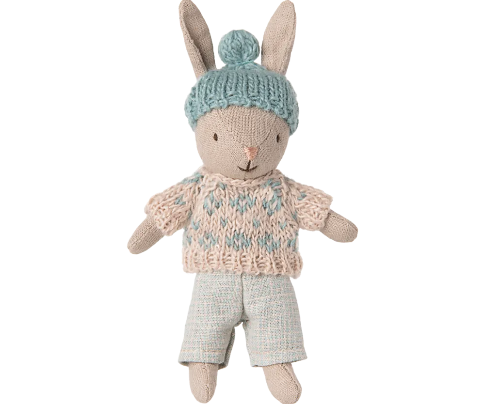Maileg Winter Rabbit, Micro - Sand - Mint- Maileg|Toys