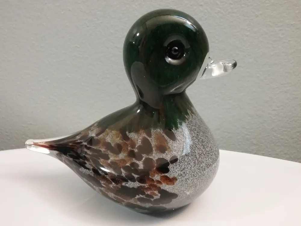 Mallard Duck Glass Figurine- Langham Glass