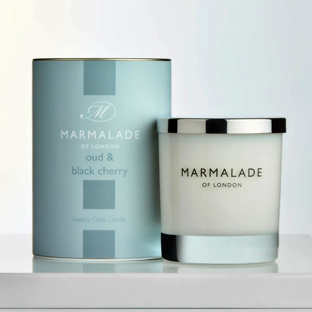 Marmalade of London Oud & Black Cherry Glass Candle- Home Fragrance