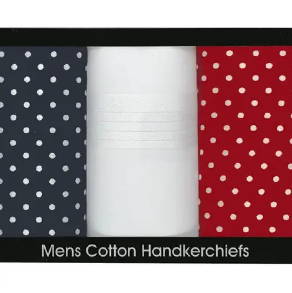 Men's Polka Dot Patterns Boxed Cotton Handkerchiefs- Handkerchiefs