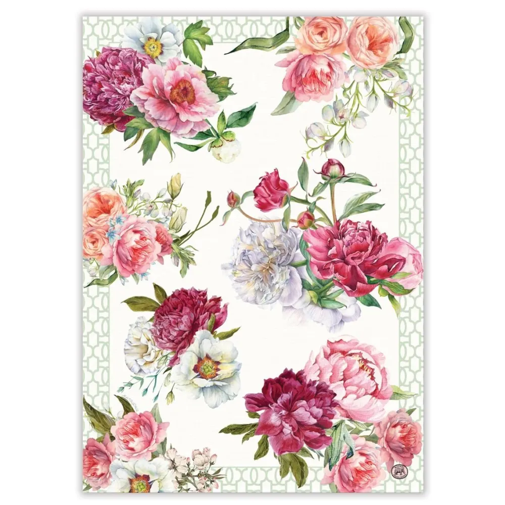 Michel Design Works Blush Peony Kitchen Towel- Tea Towels