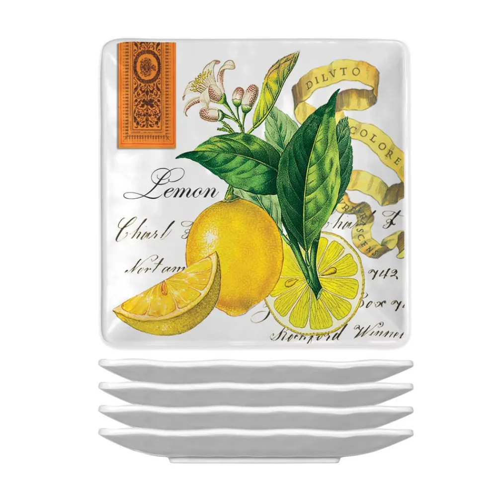Michel Design Works Lemon Basil Melamine Canape Plate Set- Tea Plates
